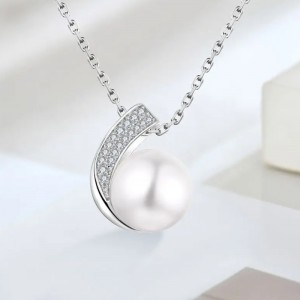 Anillo Hongde de plata de ley 925 con diamantes y perlas&Collar Collar Personalizado Conjunto De Anillos