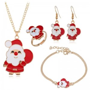 Conjunto de joyas con temanavideño, campanas de reno, Papá Noel, árbol de Navidad, soporte para personalización