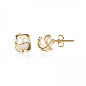 Pendientes Hongde con perlas enjauladas chapadas en oro de 18 quilates, 4 mm