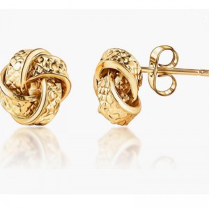 Pendientes de paradas denudos entrelazados de oro de 18k de 18k - clásico & Diseño texturizado elegante para sofisticación atemporal